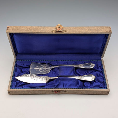 20世紀初頭 ドイツアンティーク 800シルバー製 ペストリーサーバペア ケース入